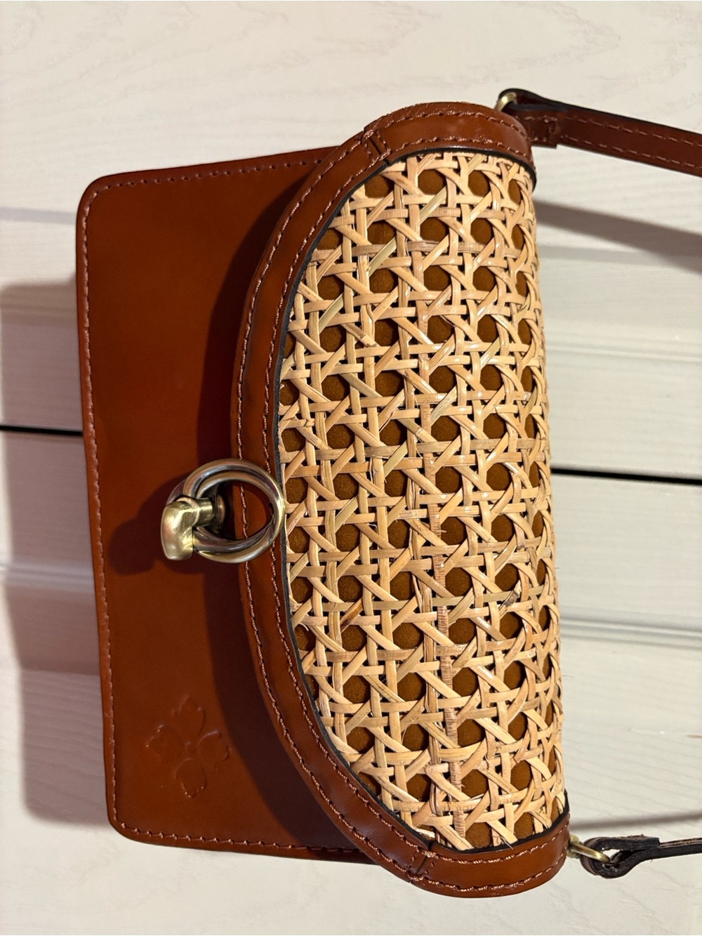 Patricia Nash Bella Leather Crossbody Bag - Brown and Natural - Picture 2 of 8